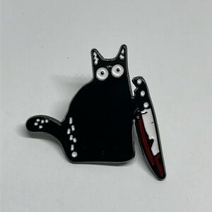 2/$14 Black Cat with knife Halloween Gift brooch lapel pin‎ backpack pin hat pin